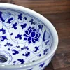 Blue and white Round Bathroom Counter Top Wash Basin Cloakroom Hand Painted Vessel Sink bathroom sink ceramic art wash basin