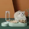 Pet Bowl Cat Dog Double Bowls Automatic Water Container Food Dispenser Cat Feeder Food Bowls Drinking Raised Stand Dish for Cat 210320