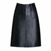 Skirts 2021 Spring Fashion Korean Women Elegant Genuine Real Leather High Waist Middle Long Skirt Plus Size 4XL Y299