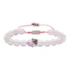 Bracelet réglable à la mode pour femmes en pierre fluorescente de couleur perle de couleur couronne de couronne en cuivre bracelet décoratif en zircon incrusté