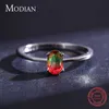 Modian 925 Sterling Srebrny Kolorowe arbuzowe pierścionki turmalinowe dla kobiet moda Fashion Finger Band Fine Biżuter