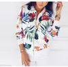 Autumn Winter Print Bomber Jacket Women Flowers Zipper Up Retro Coat Long Sleeve Basic Plus Size Short Biker Jackets Female 210922