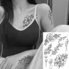 Tillfälliga tatuering klistermärken vattentät svart ros pion blommor design ben arm tatuering blixt falska tatuering ärmar för män kvinnor flickor9072719