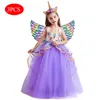 Klassisk elegant Unicorn Dress Flower Girl Wedding Ceremony Kids Dress for Girls 514y Children Birthday Party Unicorn Princess COS5073275