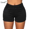 Coton Stretchy High Taille Jean Shorts Femme Summer Casual Mode Sweat avec poche Zipper Blanc Noir Denim Denim 210719