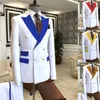 2021 Brand New Fashion Men Wedding Suits White Slim Fit Double Breasted Dress Tuxedo for Groom Plus Size Jacket Pants 2 Pieces X0909