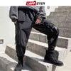 LAPPSTER hiver hommes épais Cargo pantalon 2021 salopette hommes Hip Hop rubans Plus velours Joggers noir pantalons de survêtement pantalon de survêtement 5XL H1223