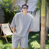 Korean High Quality 2 Set Summer Short Sleeve Suit Mens 2022 Tshirts Pantaloni Tuta Uomo Trousers Shorts + Tshirt Men's Tracksuits