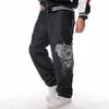 Försäljning Stripe Denim Jeans Loose Hip Hop Jeans Men Tryckta Hiphop Hip-hop broderad skalle tillströmning av casual skateboard 211011