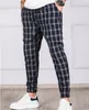 Men's Pants Small Check Striped Drawstring Lace-up Jogging Trousers 5-Color Contrast Casual Pant Regular Pantalettes Patchwork Fashion StreetWear Bottoms