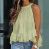 Mulheres Blusas Camisas Verão Mulheres Elegante Ruffle Sleeveless Shirt Camisa senhora Blusa Moda Polka Dot Imprimir Tops Casual Loose Beach Str