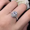 Bague de fiançailles en or blanc massif 18K Au750 2CT, diamant taille ovale, élégante