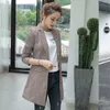 Fashionable Women's Long Jacket High Quality Slim Plaid Blazer Temperament Office Suit Plus Size Winter Women 210527