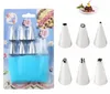 2021 8PC / Set Icing munstycke Cream Piping Bag Set Russian Piping Tips DIY Cake Dekorera Tips Satser Pastry Tools Bakeware Kök Tillbehör