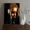 Black Art Girl Golden Canvas Obrazy do salonu Modern Art Prints Figure Pictures Plakaty i druki Unframed177k