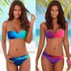 Sexig bikinis Backless Stripe Bikini Set Bandage Push Up Swim Wear Kvinnor Halter Baddräkt Brasilianska Badkläder Strömkläder