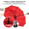 Pour Xiaomi Forte Coupe-Vent Double Automatique 3 Parapluie Pliant 10K Voiture De Luxe Grand Parasol Pluie Femmes Hommes Parapluies D'affaires 211124