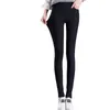 Vår Mode Kvinnor Penna Byxor Casual Elastic Waist Skinny Trousers Plus Storlek Svart Vit Stretch Pants 210518