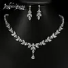 Luxe kristal zirkoon bruiloft sieraden sets voor vrouwen wit goud kleur Afrikaanse sieraden sets Water Drop oorbellen ketting set AS56 21305421