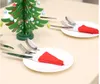 2021 Mini Xmas CapDesigns Borraccia Cappello Natale Posate Borsa Forchetta Cucchiaio Tasca Babbo Natale Decorazioni per la tavola di Natale