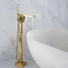 Badrum dusch sätter nordisk koppar guldgolv typ oberoende badkar kran cylinder sida vertikal enkel modern