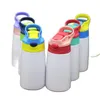 12 OZ 350ML Sublimation Kids Stainless Steel Water Bottle Sippy Cup Blank Vacuum Flask With Straw Home Supplies