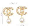 18K Gold Plated Luxury Designers Brand Letters Stud Earrings Geometric Famous Women 925 Silver Crystal Rhinestone Pearl Pendant Earring Wedding Party Jewerlry