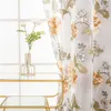 Cortina de tule de flores para a cozinha quarto quarto cortinas pura
