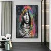 African Black Woman Graffiti Art Affischer and Prints Abstract African Girl Canvas målningar på väggkonstbilder Väggdekor1255438