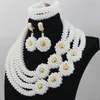 Ohrringe Halskette Mode reine weiße Perlen afrikanischen Schmuck Sets Bold Set für nigerianische Hochzeit WD485
