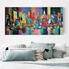 New York skyline abstrakt stadsmålning kanfas print för vardagsrum väggkonst modern byggnad dekoration quadros