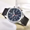 2022 Top sale mens watches japan quartz movement subdial work chronograph watch leather watchband lifestyle waterproof pilot wristwatch montre de luxe watchdes