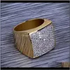 Dostawa kropli klaster 2021 lodowe pierścienie dla mężczyzn luksusowe projektant męski Diamond Pierścień Cywrowe 18k złoty ślub Engage 267k