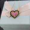 SUNSLL New Designed Handmade Gold Copper Red/White Black Cubic Zirconia Heart Romantic Pendant Necklace Jewelry for Women Gift X0707