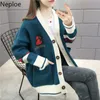 Autumn Winter Women's Knitted Sweater V-neck Long Sleeve Single-breasted Cardigan Fashion Chic Casual Jacket Women 210422