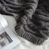 Fluffy Chunky Knit Blanket Handgjorda Twist Stripe Bäddsoffa Sommar Quilt Wool Weighted Blanket Höst Warm Fleece Blankets