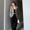 Kvinnor Jackor Plaid Blazer Office Lady Loose Suit Coat Elegant Höst Vår Kvinna Outwear 210608