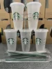 Meerjungfrau-Göttin Starbucks 24oz/710ml Plastikbecher Tumbler Wiederverwendbare klare Trinkbecher mit flachem Boden, säulenförmiger Deckel, Strohhalmbecher 4437