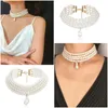 Multi-camada em forma de arroz em forma de moda simples gargantilha para mulheres redonda colar de cadeia chocker colar collier femm pingente colares