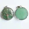 Amuletos de piedra natural árbol de la vida colgantes de aventurina verde Chakras gema piedra para joyería accesorios collar marcado