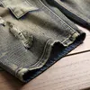 Jeans homme Idopy hommes été Patchwork rétro Denim Shorts homme déchiré Street Style Vintage Hip Hop Hipster grand trou motard