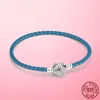 925 Sterling Silver beaded strands bracelet Heart Snake Chain Bracelet For Women Fit pandora Charm Beads Jewelry with box gift