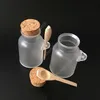 Frosted Plastic Cosmetic Bottles Containers with Cork Cap and Spoon Bath Salt Mask Powder Cream Packing Bottles Makeup Storage Jars DAW68