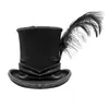 Gothic Vintage Top Hat Men Steampunk Cosplay Punk Party Caps Feather Decoration Drop High Quality Wide Brim Hats308S