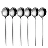 Cucchiai 6Pcs Stoviglie dorate opache Set di posate in acciaio inossidabile 304 Specchio Stoviglie Stoviglie Cucchiaio da tavola Posate da cucina di Natale