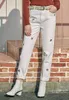 2021 Marke Spring Star Gestickte elastische Gerade Jeans Hohe Taille Capris