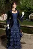 Robe de mariée gothique victorienne, bleu Royal, noir, en velours, taffetas, dos à lacets, Corset, robe de mariée gothique, 2021