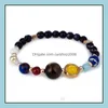 Perles, brins bijouxcolorf yoga mode explosion galaxie système solaire huit planètes bracelets satellite étoiles pierres naturelles hommes et femmes