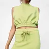 女性の夏のファッションシンプル性ソリッドカラーTシャツ女性ラウンドネックノースリーブシックスーツ210531