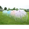 Романтические прозрачные прозрачные цветы пузырь купол зонтик наполовину автоматический для ветра сильный дождь C90D 210320